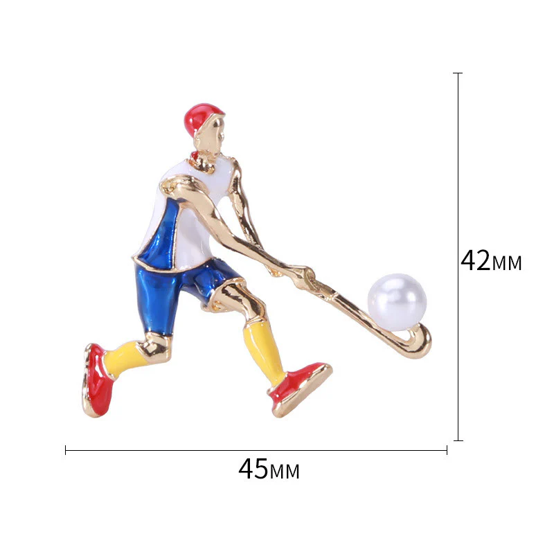 Cartoon Ice Hockey Player Brooch Gold Shirt Accessories - Image 11