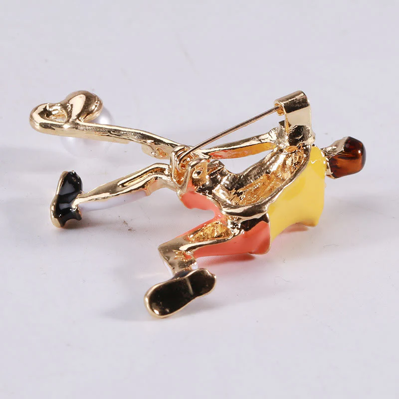 Cartoon Ice Hockey Player Brooch Gold Shirt Accessories - Image 5