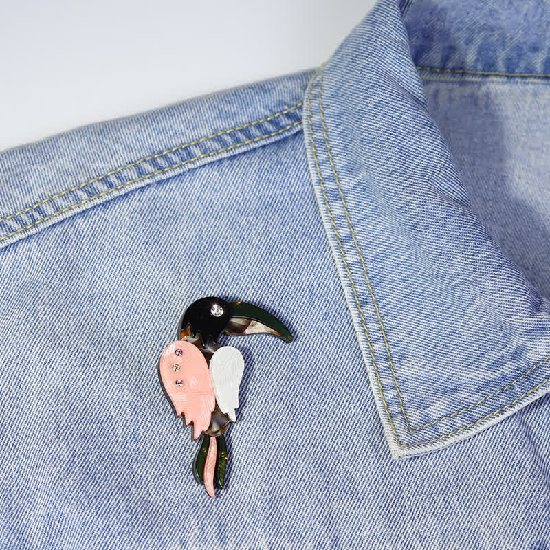 Cartoon Woodpecker Bird Handmade Acrylic Brooch - Image 2