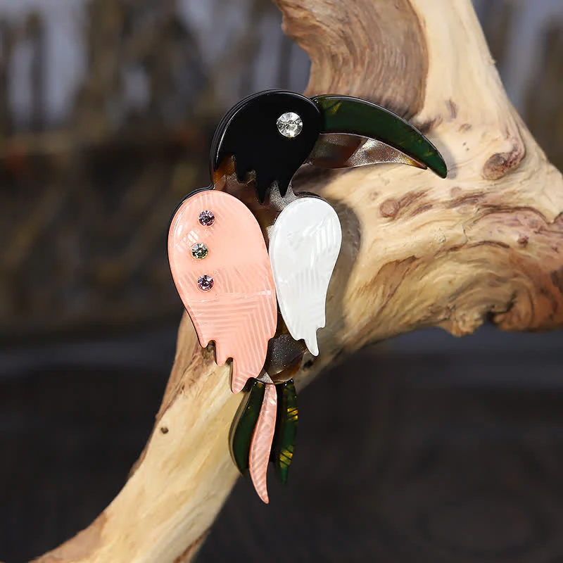 Cartoon Woodpecker Bird Handmade Acrylic Brooch - Image 3