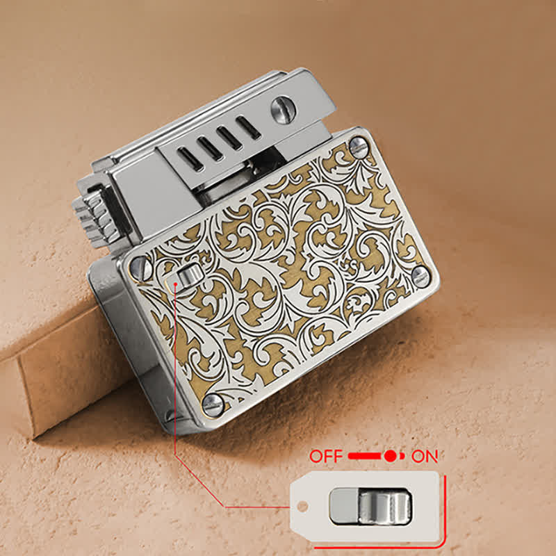 Carved Pop-up Ignition Safety Lock Refillable Kerosene Lighter - Image 4