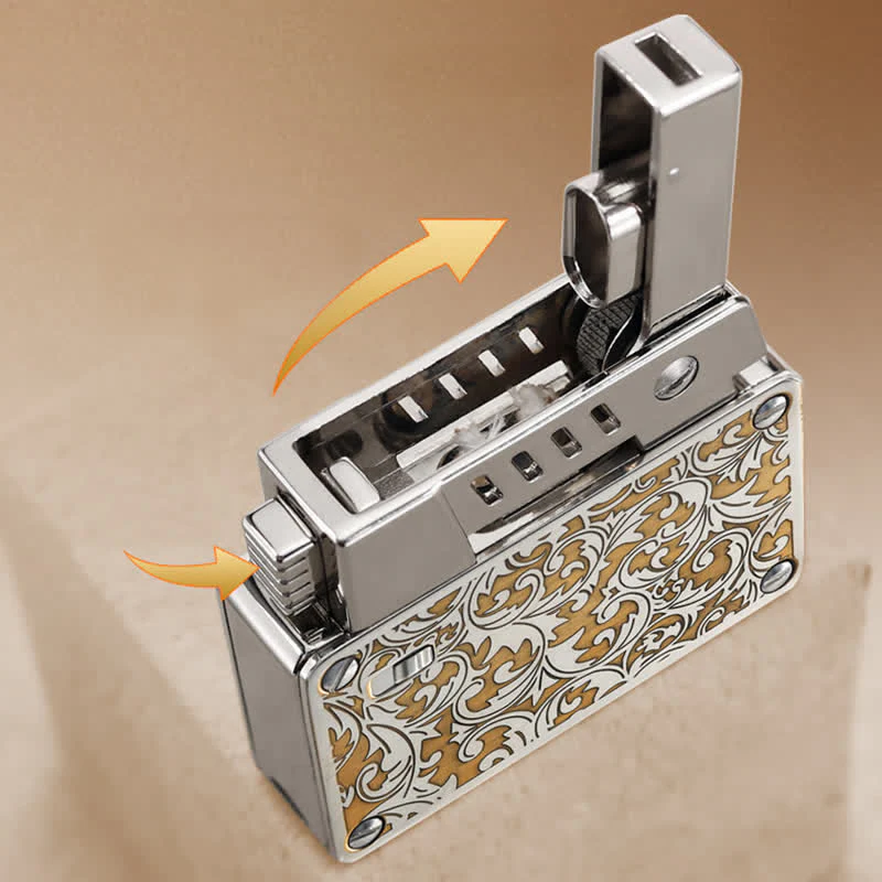 Carved Pop-up Ignition Safety Lock Refillable Kerosene Lighter - Image 5