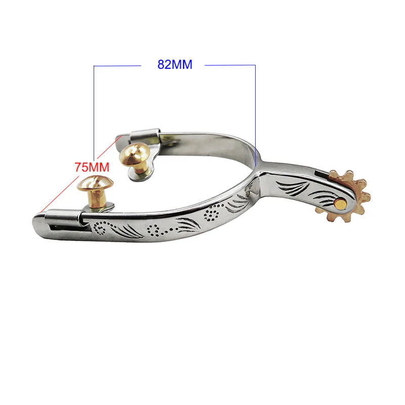 Carving Patterns Cowboy Spurs With Gear And Brass Buckles - Image 3