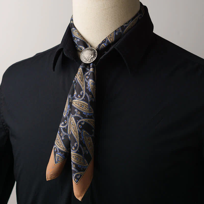 Cashew Nut Flower Square Scarf with Scarf Buckle - Image 3