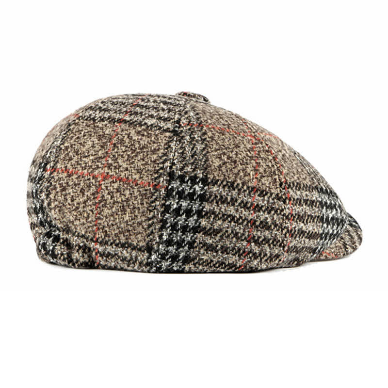 Casual Classic Plaid Octagon Cap Beret Hat - Image 11
