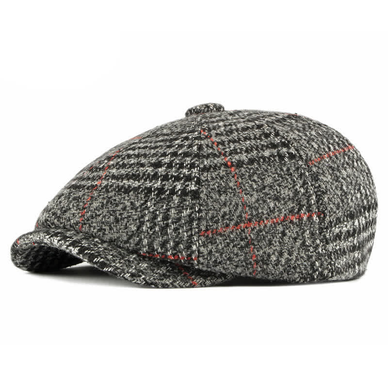 Casual Classic Plaid Octagon Cap Beret Hat - Image 12