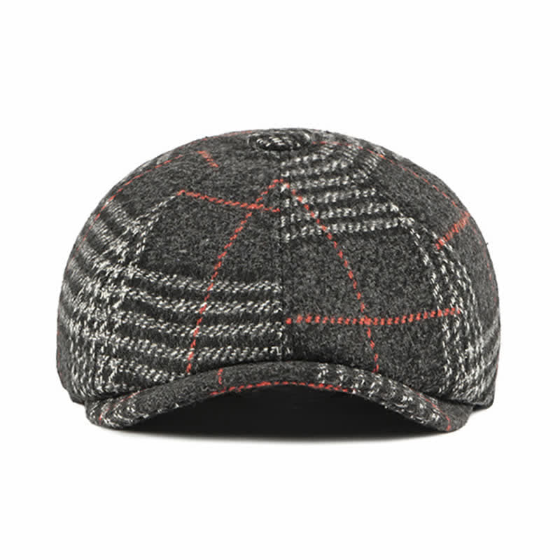 Casual Classic Plaid Octagon Cap Beret Hat - Image 2