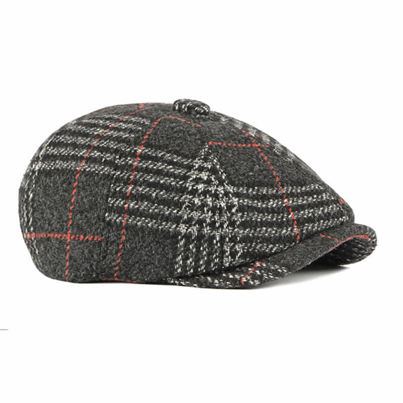 Casual Classic Plaid Octagon Cap Beret Hat - Image 5