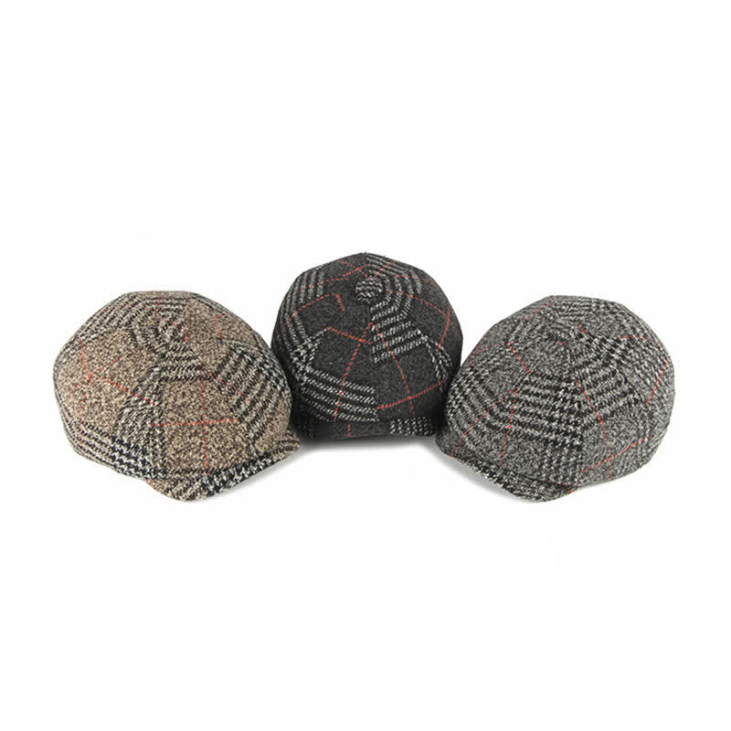 Casual Classic Plaid Octagon Cap Beret Hat - Image 7