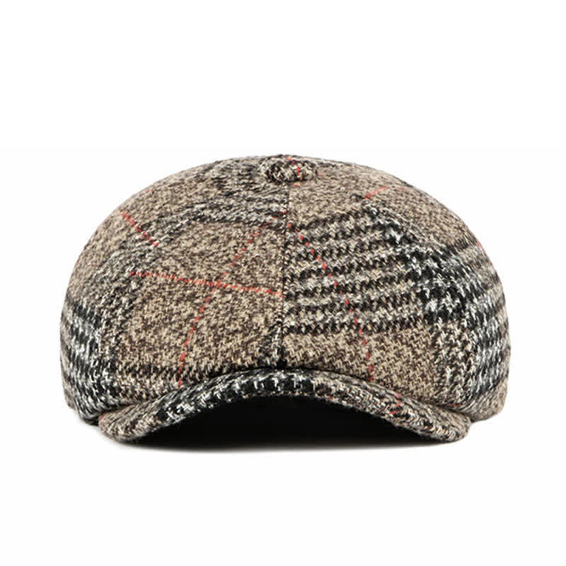 Casual Classic Plaid Octagon Cap Beret Hat - Image 9