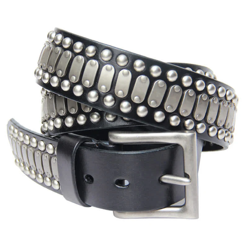 Casual Cool Metal Rock Rivet Studded Leather Belt - Image 3