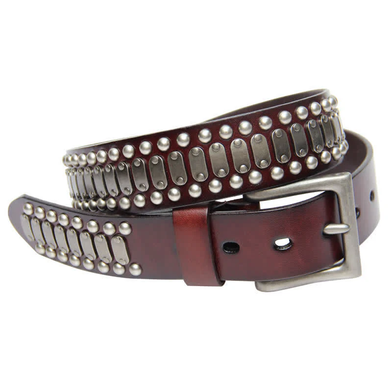 Casual Cool Metal Rock Rivet Studded Leather Belt - Image 4