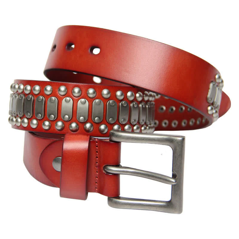 Casual Cool Metal Rock Rivet Studded Leather Belt - Image 7