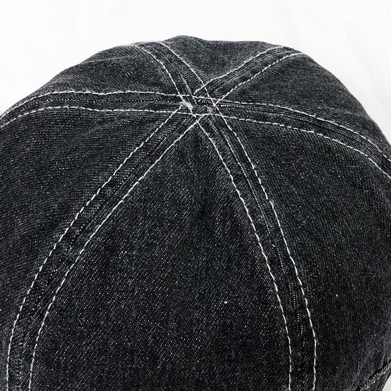Casual Denim Cotton White Stitching Baseball Cap - Image 5