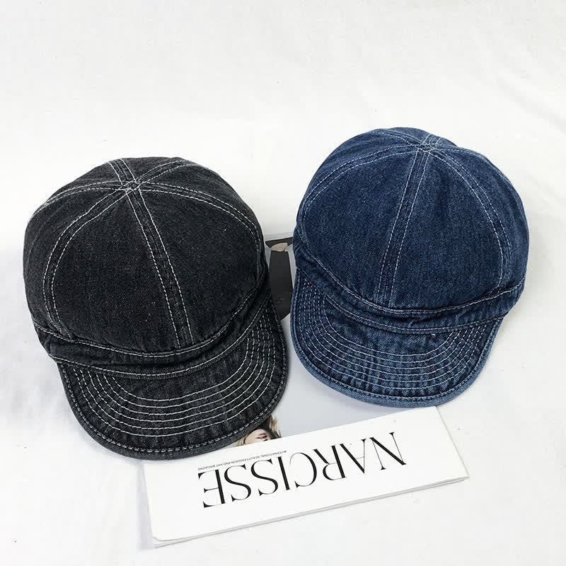 Casual Denim Cotton White Stitching Baseball Cap - Image 8