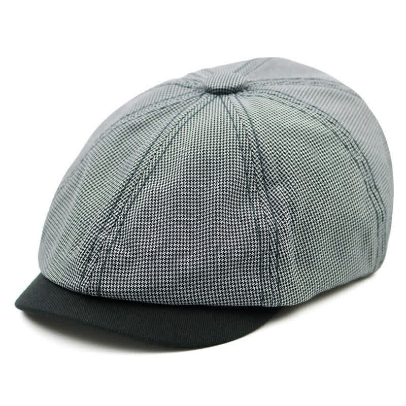 Casual Houndstooth Patchwork Color Beret Hat - Image 6