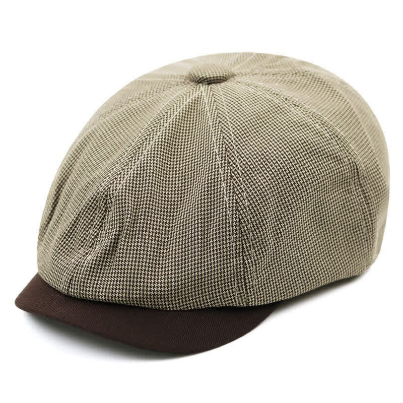 Casual Houndstooth Patchwork Color Beret Hat - Image 8