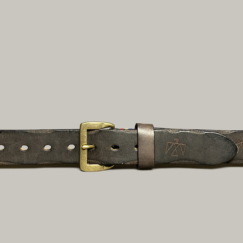 Casual Retro Laser Engraved Totem Pattern Leather Belt - Image 10