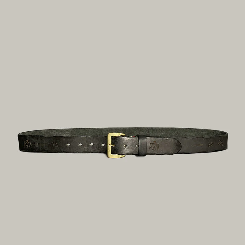 Casual Retro Laser Engraved Totem Pattern Leather Belt - Image 12