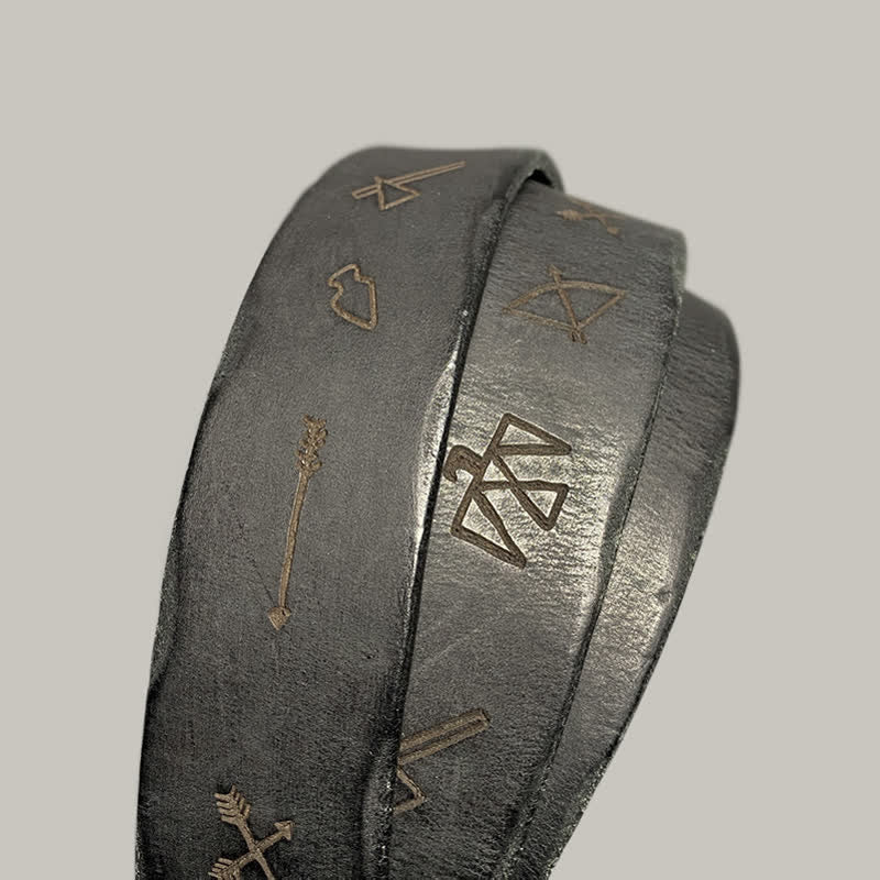 Casual Retro Laser Engraved Totem Pattern Leather Belt - Image 13