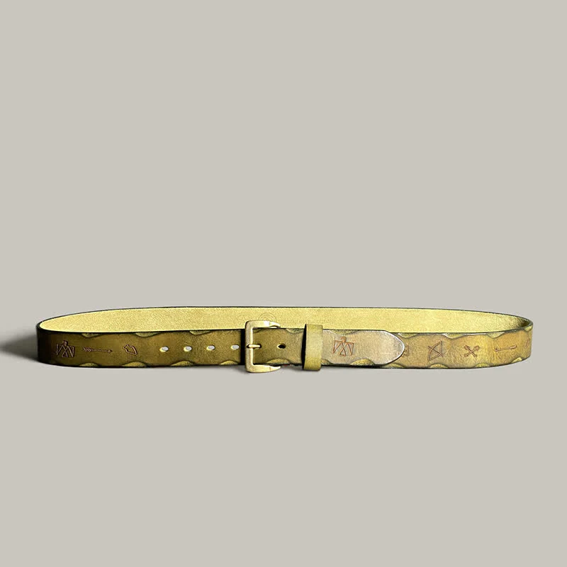 Casual Retro Laser Engraved Totem Pattern Leather Belt - Image 16