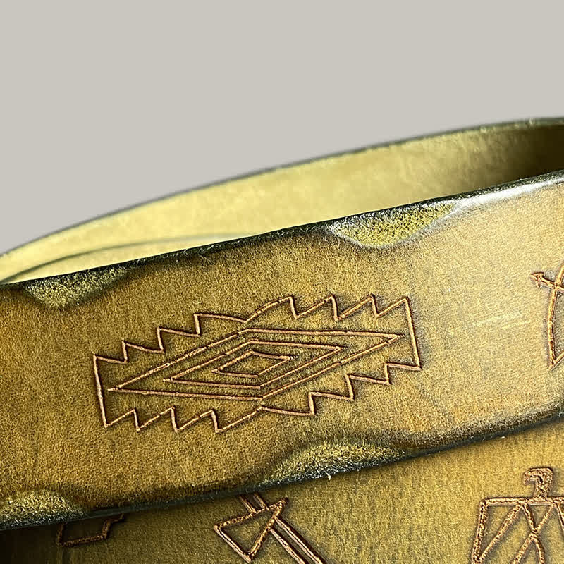 Casual Retro Laser Engraved Totem Pattern Leather Belt - Image 18
