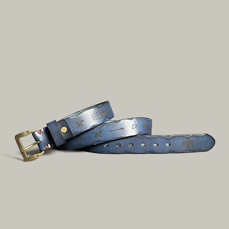 Casual Retro Laser Engraved Totem Pattern Leather Belt - Image 19