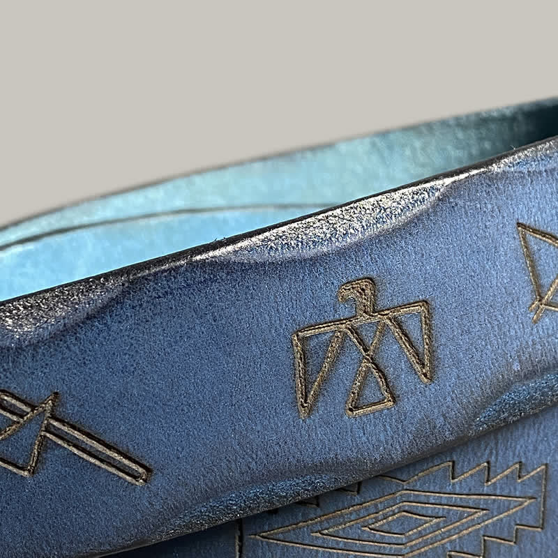 Casual Retro Laser Engraved Totem Pattern Leather Belt - Image 23