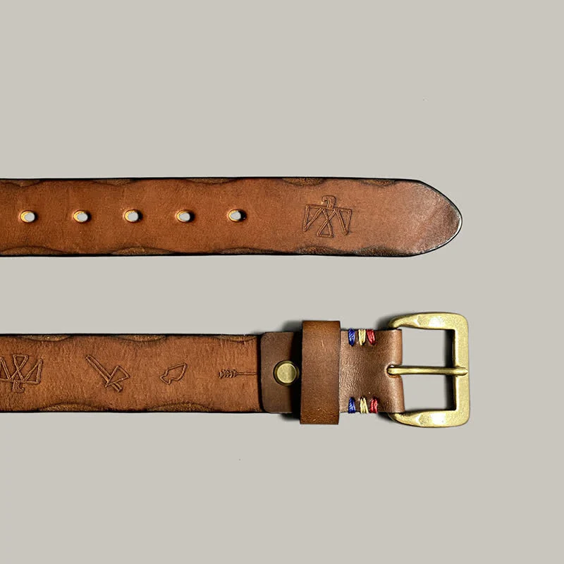 Casual Retro Laser Engraved Totem Pattern Leather Belt - Image 25