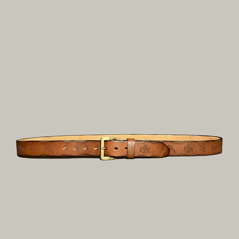 Casual Retro Laser Engraved Totem Pattern Leather Belt - Image 26
