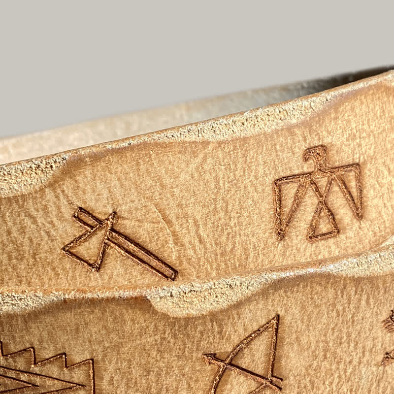 Casual Retro Laser Engraved Totem Pattern Leather Belt - Image 3