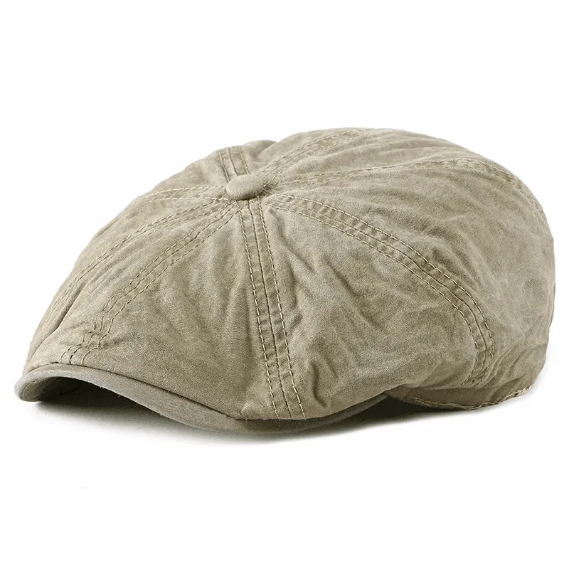 Casual Washed Aged Cotton Beret Cap - Image 10