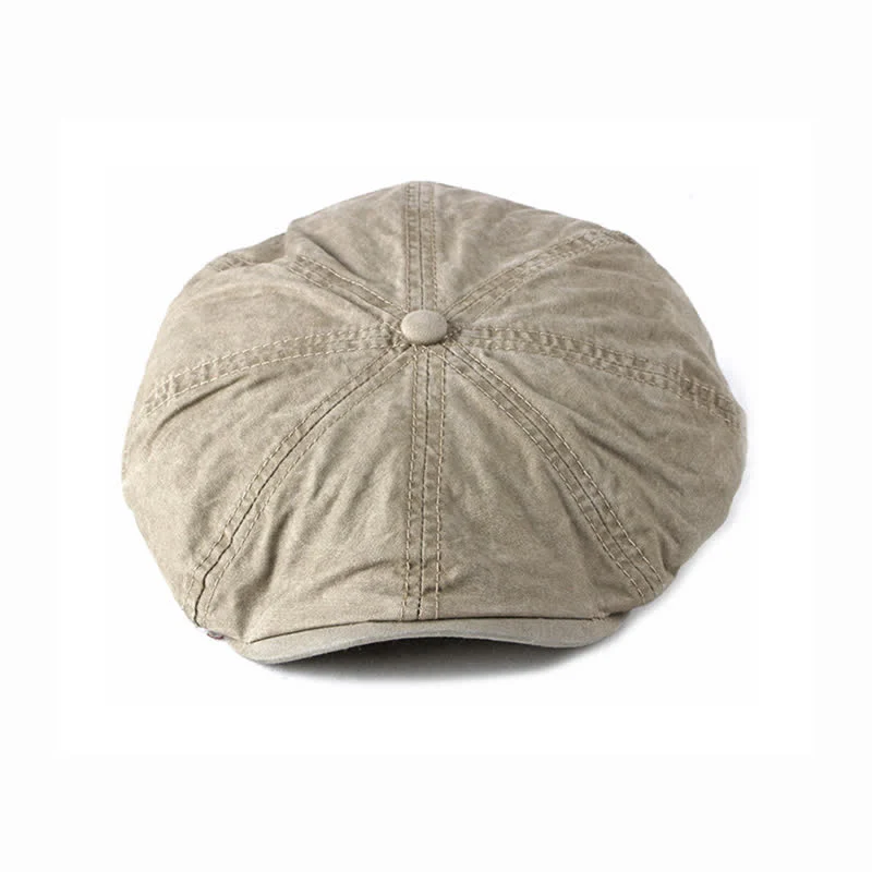 Casual Washed Aged Cotton Beret Cap - Image 11