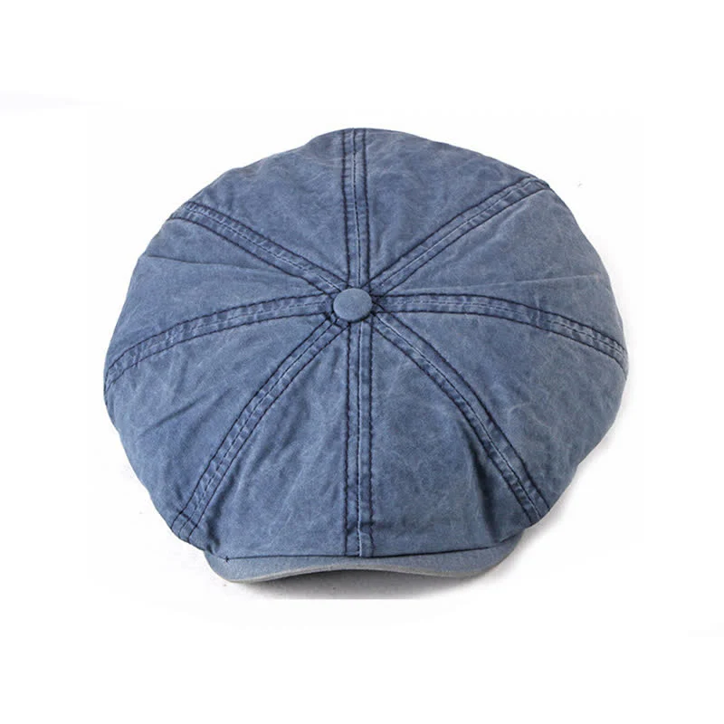 Casual Washed Aged Cotton Beret Cap - Image 13