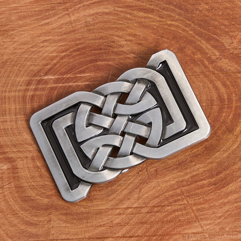 Celtic Knot Style Metal Buckle Leather Belt - Image 2