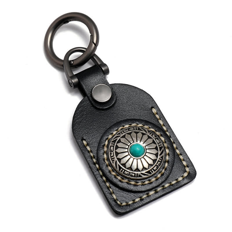 Charming Boho Flower Turquoise Leather Keychain - Image 7