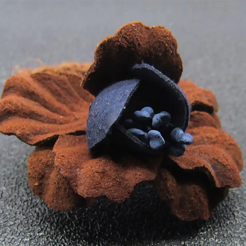 Chestnut Colour Wedding Original Design Flower Cloth Brooch - Image 4