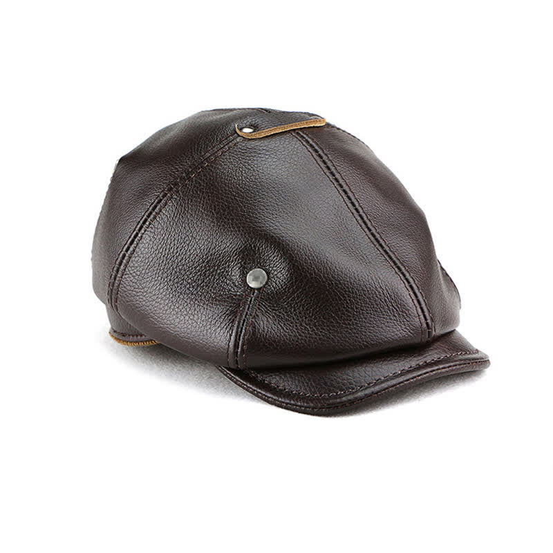Chic Artist Painter Look Rivets Leather Beret Hat - Image 15