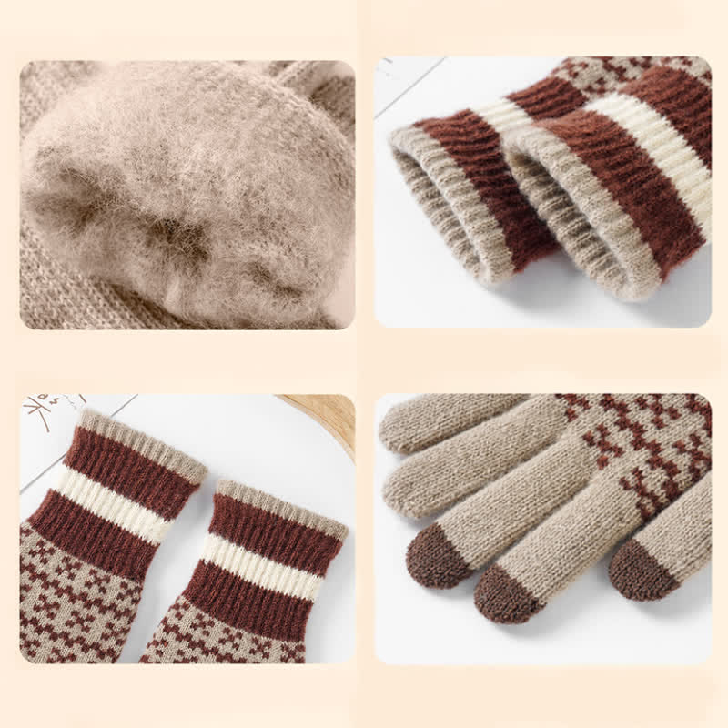 Chic Geometric Pattern Ethnic Style Knitted Gloves - Image 3