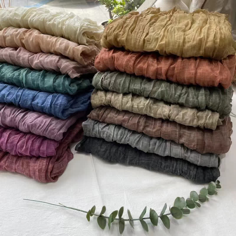 Chic Wrinkles Textured Four Seasons Cotton Linen Scarf