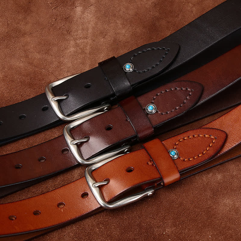 Classic Beaded Embellishments Trendy Leather Belt - Image 2