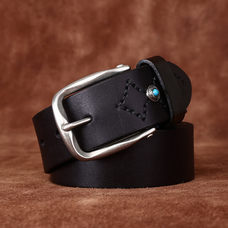 Classic Beaded Embellishments Trendy Leather Belt - Image 7