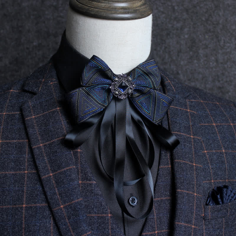 Classic British Style Ribbon Tassel Bow Tie - Image 10