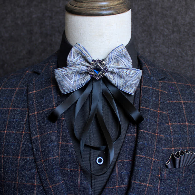 Classic British Style Ribbon Tassel Bow Tie - Image 11