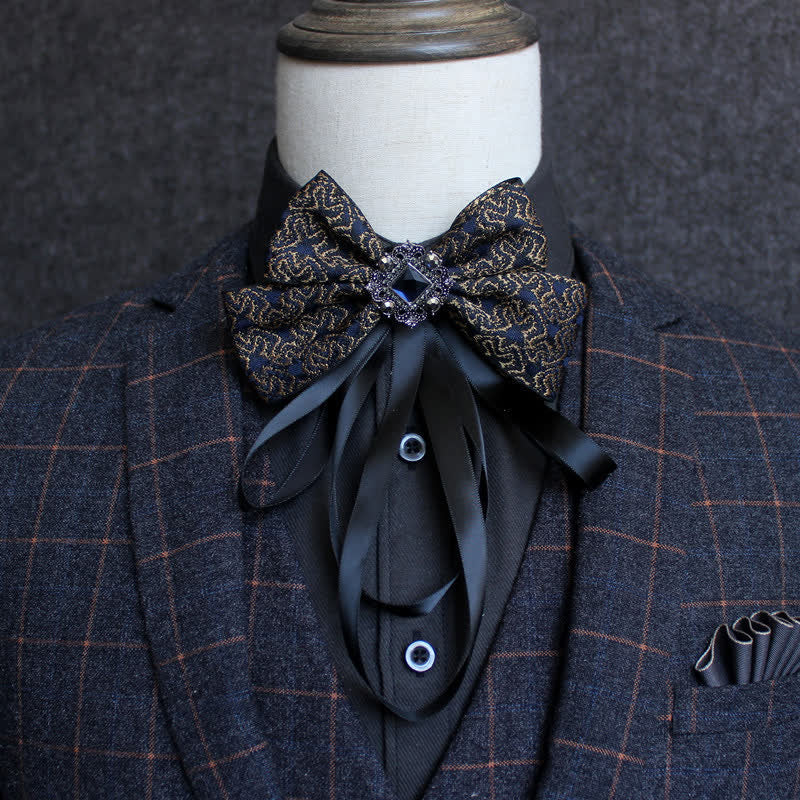 Classic British Style Ribbon Tassel Bow Tie - Image 12