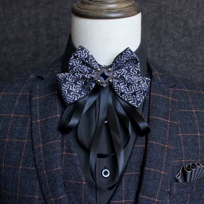 Classic British Style Ribbon Tassel Bow Tie - Image 13