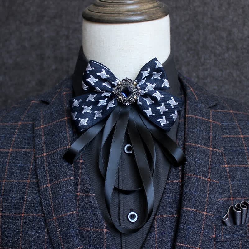 Classic British Style Ribbon Tassel Bow Tie - Image 14