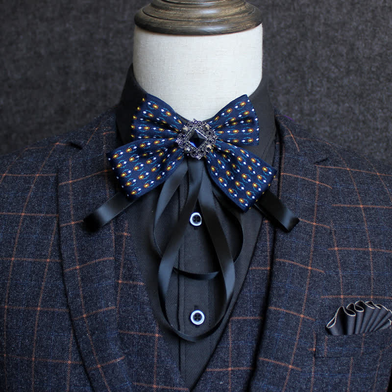 Classic British Style Ribbon Tassel Bow Tie - Image 16