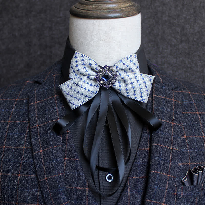 Classic British Style Ribbon Tassel Bow Tie - Image 18