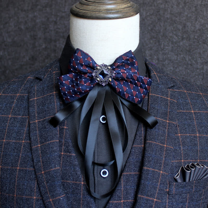 Classic British Style Ribbon Tassel Bow Tie - Image 19